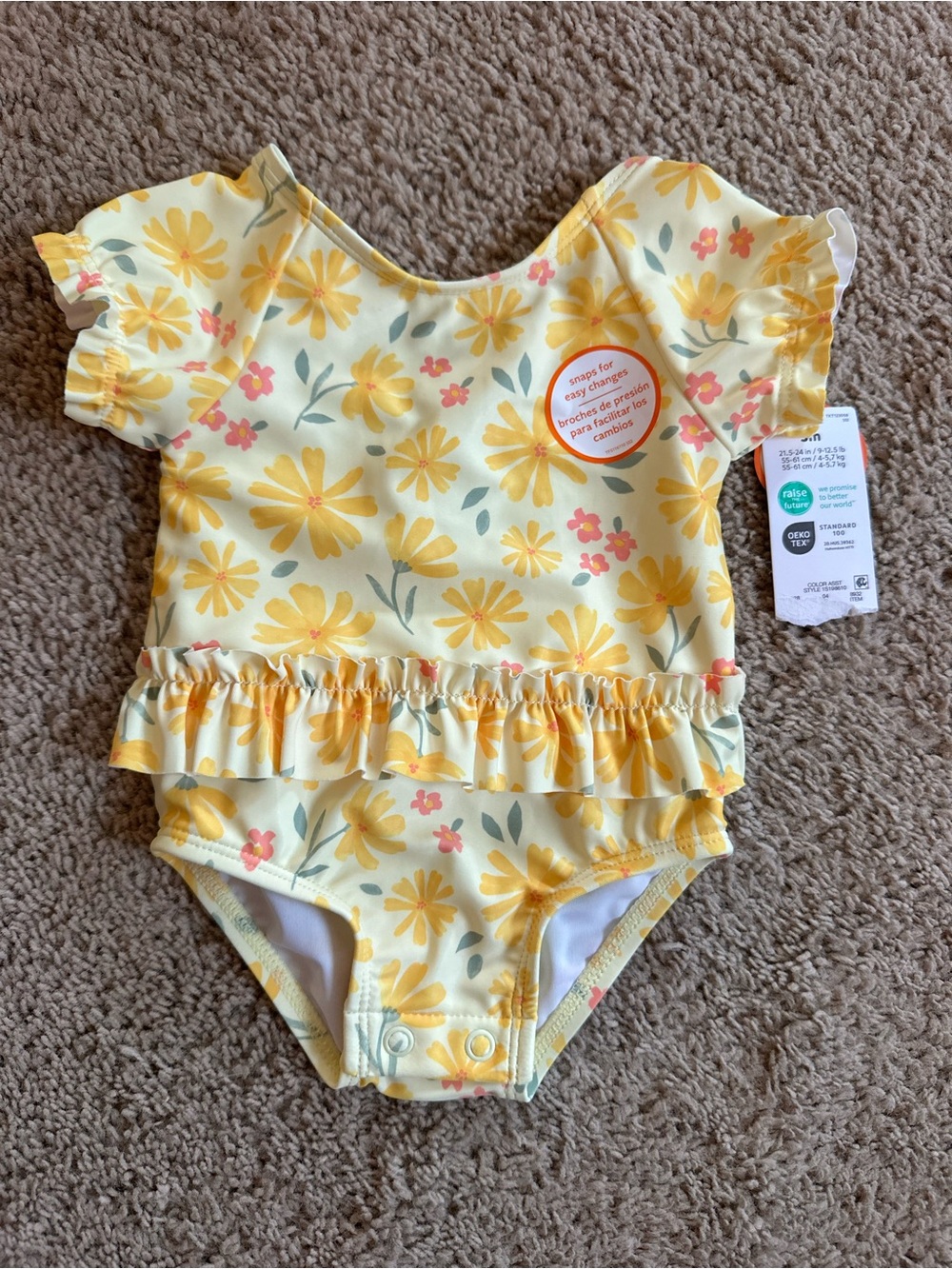 Baby Floral Ruffle One-Piece Swimsuit.